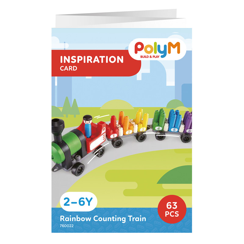 Hape PolyM Rainbow Counting Train | Set Mainan Kereta Api Bata 63 Piece