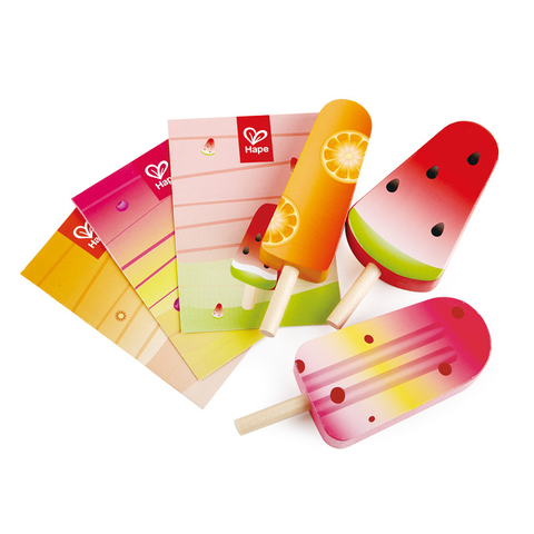 Hape Perfect Popsicles | 3 Main kayu popsicles ditetapkan dengan pek individu untuk bermain berpura-pura | 3+ tahun