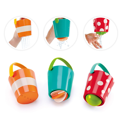 Hape Happy Buckets Set | Tiga Mainan Masa Mandi Wheel untuk Kanak-kanak, Multicolor