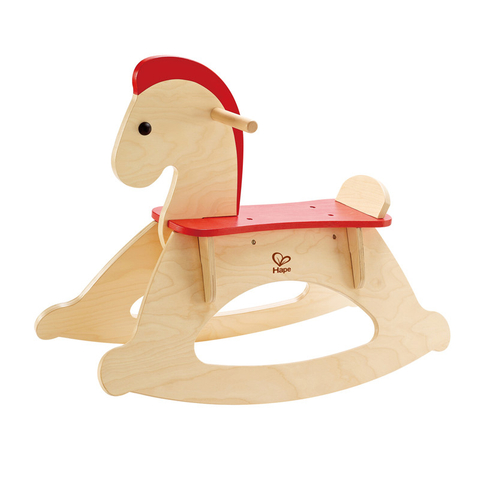 Hape Rock dan Ride Rocking Horse | Kanak-kanak Kayu Menggosok Kuda, Menunggang Seimbang Di Pony Dengan Backrest dan Guardrail Boleh Laras